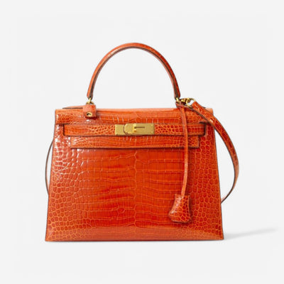 Katherine Orange in Crocodile Leather (22cm)