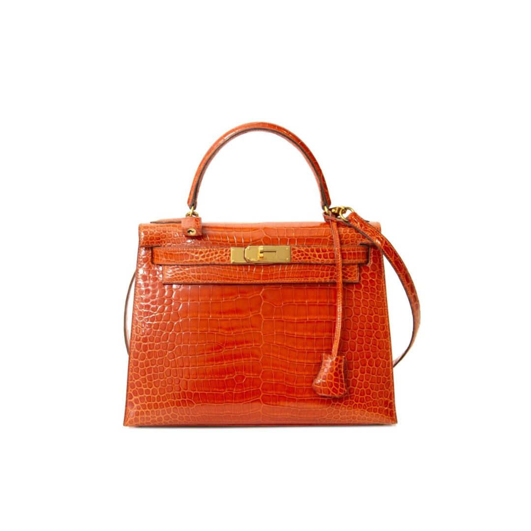 Katherine Orange in Crocodile Leather (22cm)