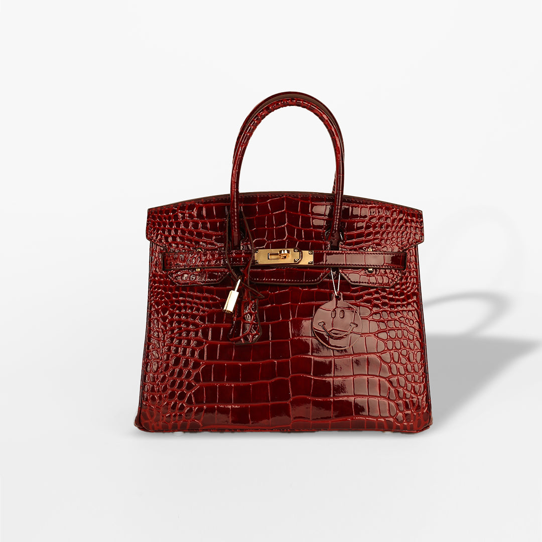 Mia in Pure Leather Croc Red, 30 cm