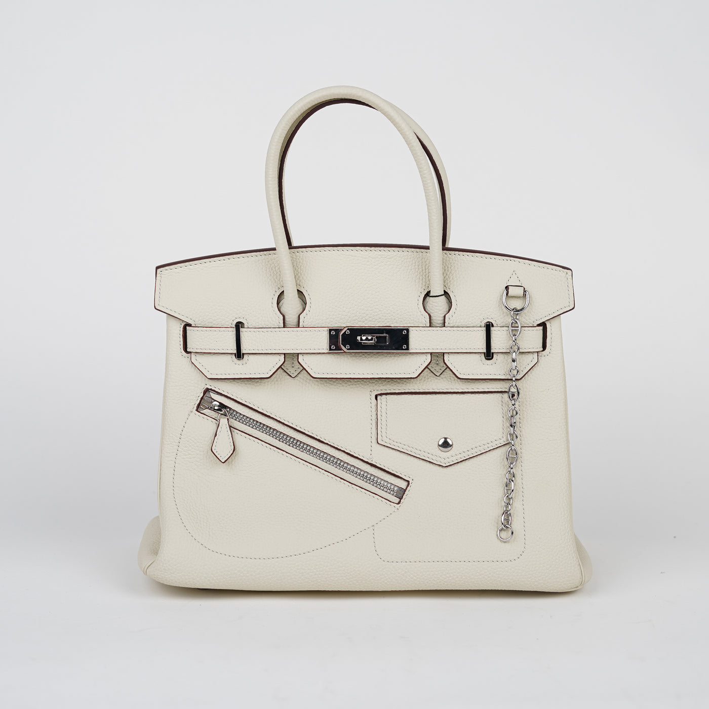 Alexandra Handbag Pure Togo Leather with Silver Hardware (30cm)