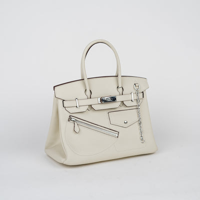 Alexandra Handbag Pure Togo Leather with Silver Hardware (30cm)