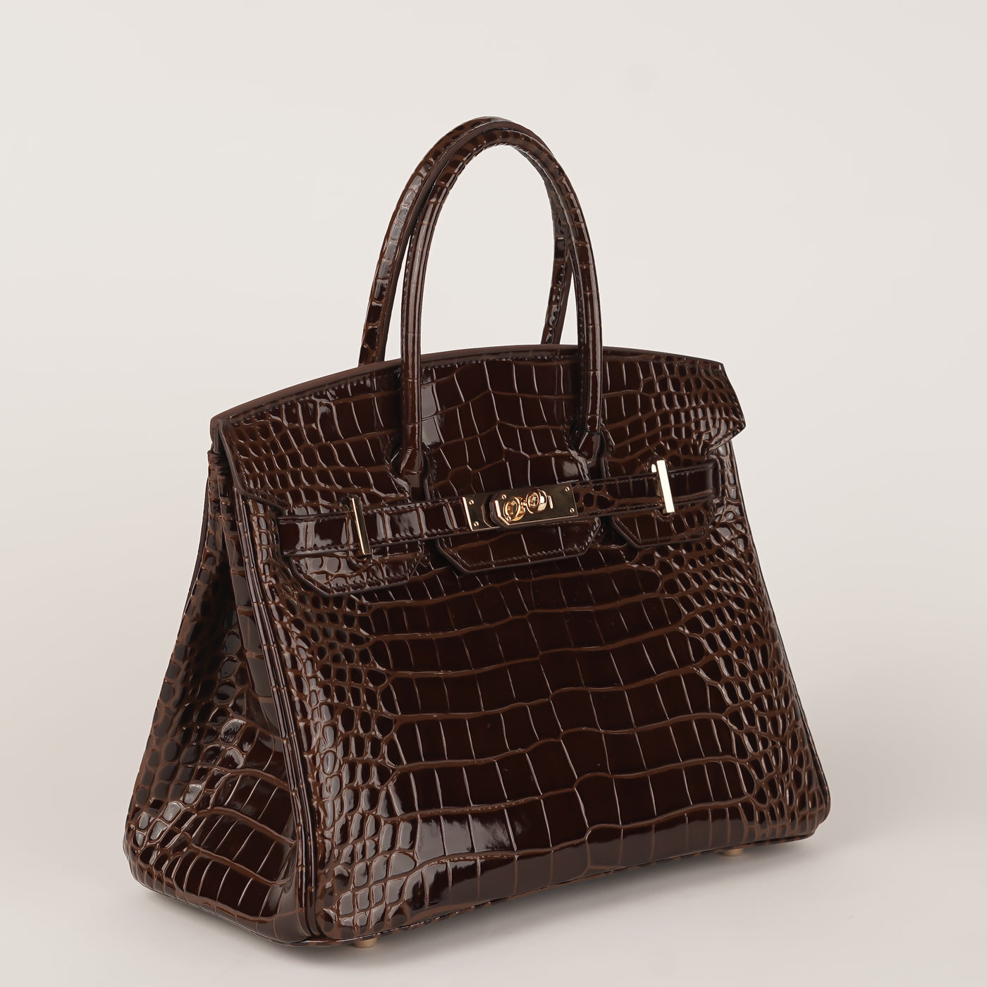 Mia in Pure Leather Croc Burnished Copper, 30 cm