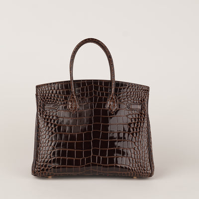 Mia in Pure Leather Croc Burnished Copper, 30 cm