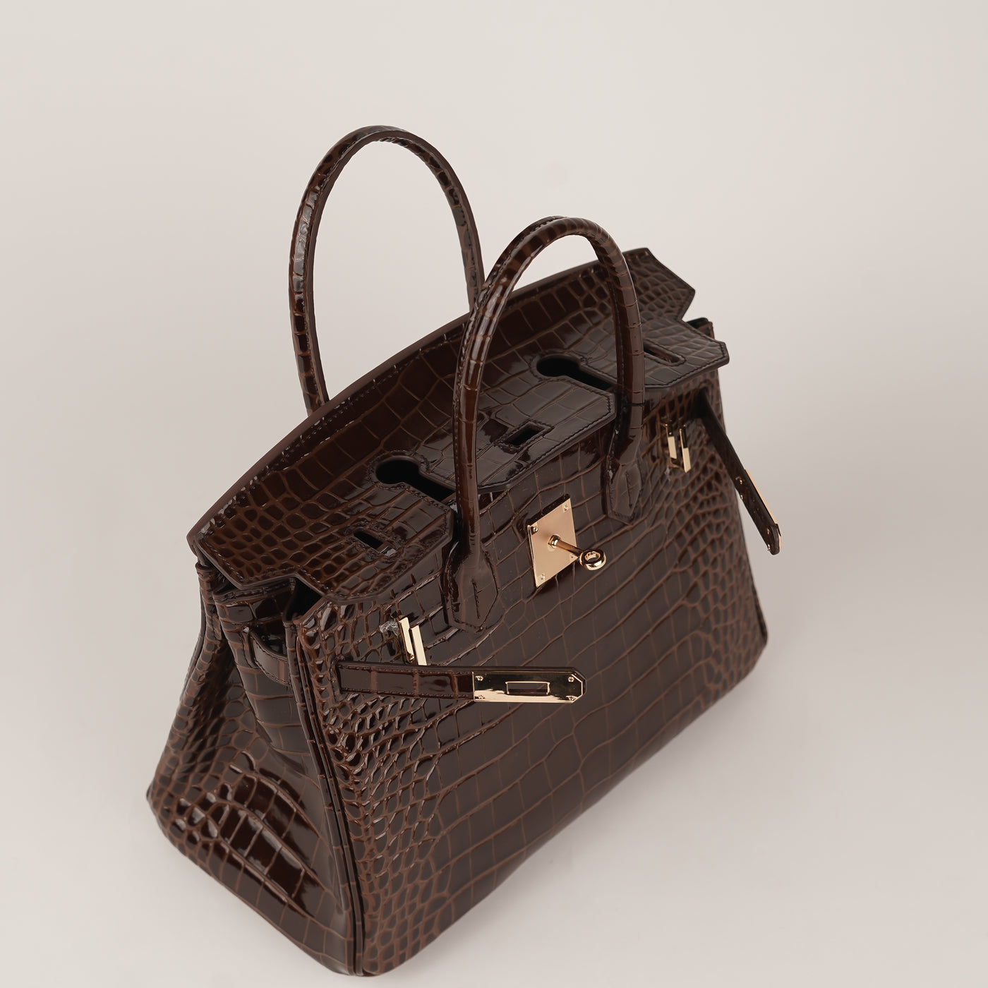 Mia in Pure Leather Croc Burnished Copper, 30 cm