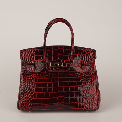 Mia in Pure Leather Croc Red, 30 cm