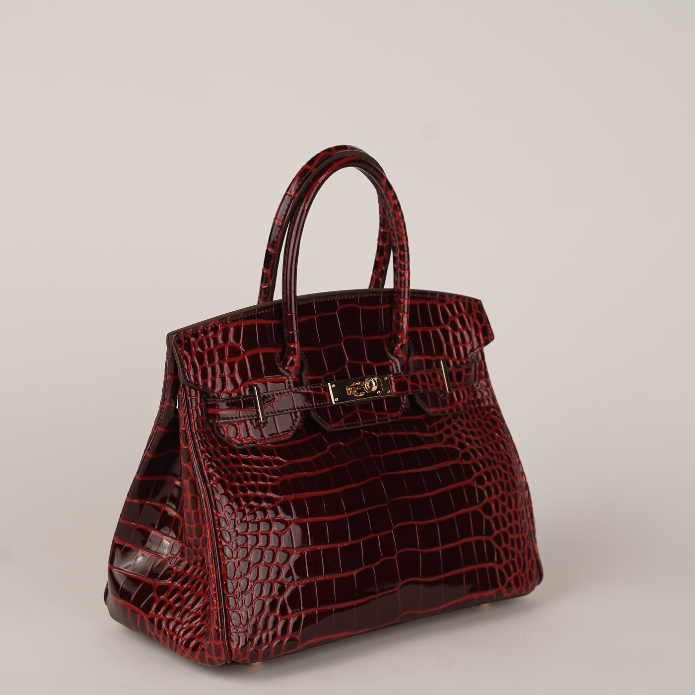 Mia in Pure Leather Croc Red, 30 cm