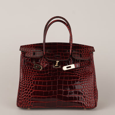 Mia in Pure Leather Croc Red, 30 cm