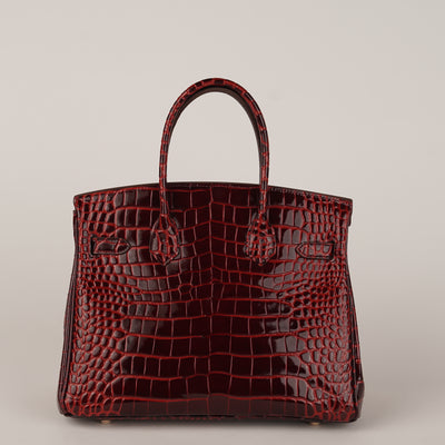 Mia in Pure Leather Croc Red, 30 cm