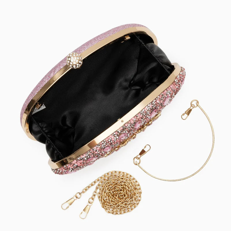 Colette Diamond Encrusted Clutch Bag  - Pink - Pine Drew Lifestyle