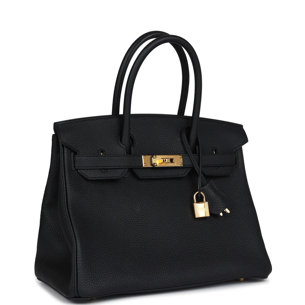 Mia Handbag in Pure Togo Leather with Gold Hardware (30cm)