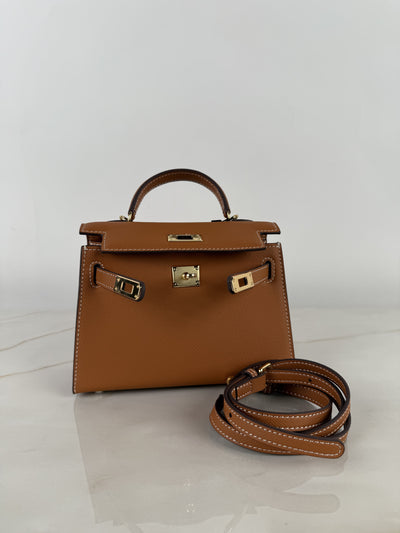 Delphine Tan Handbag in Pure leather