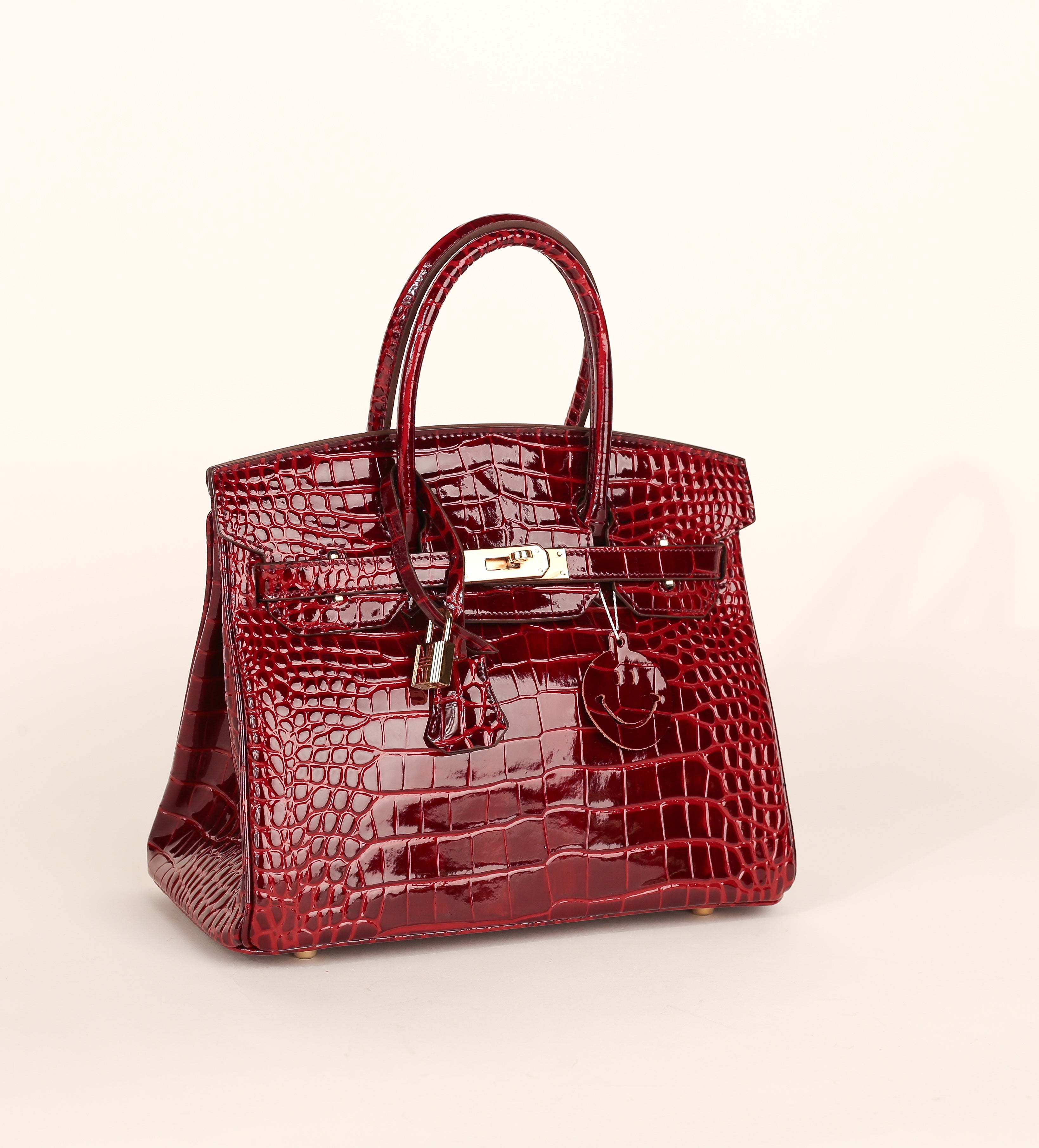 Mia in Pure Leather Croc Red, 30 cm