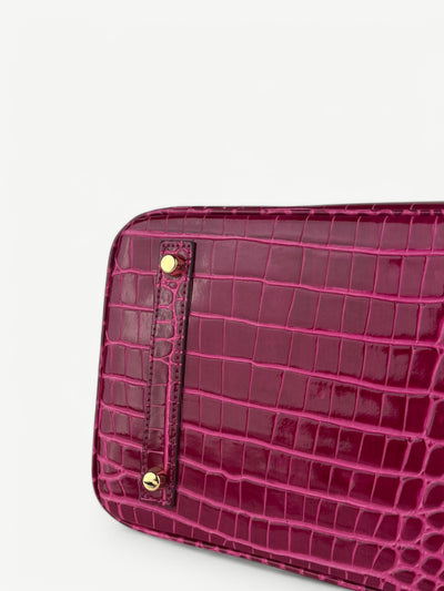 Mia in Pure Leather Croc Pink, 30 cm