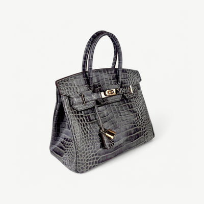 Mia 30 cm Pure Leather Croc Gray