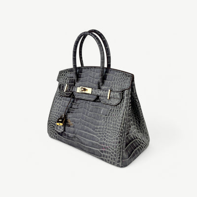 Mia 30 cm Pure Leather Croc Gray