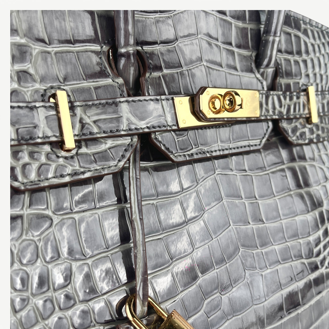 Mia 30 cm Pure Leather Croc Gray