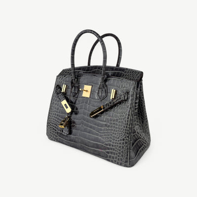 Mia 30 cm Pure Leather Croc Gray