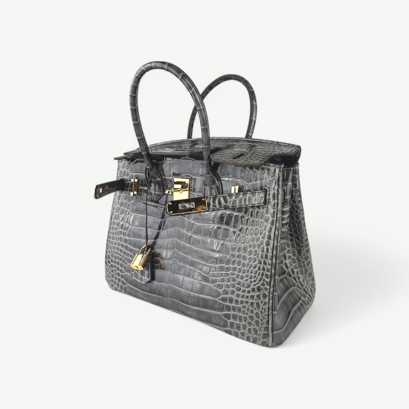 Mia 30 cm Pure Leather Croc Gray