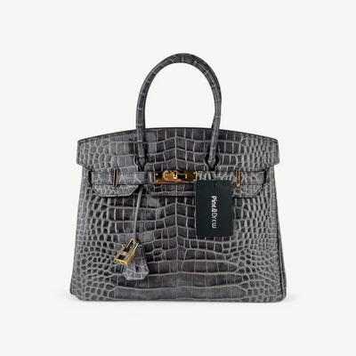 Mia 30 cm Pure Leather Croc Gray