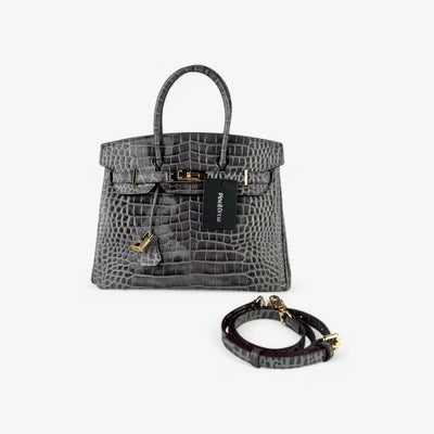 Mia 30 cm Pure Leather Croc Gray