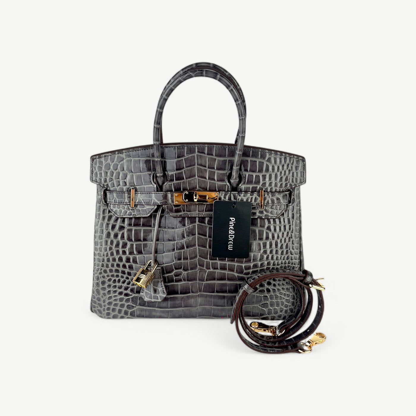 Mia 30 cm Pure Leather Croc Gray