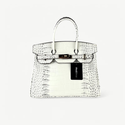 Mia in Pure Leather Croc Himalayan White, 30 cm