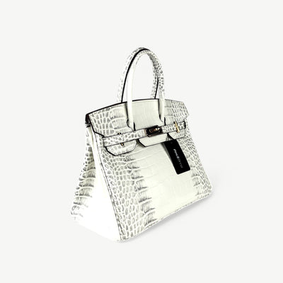 Mia in Pure Leather Croc Himalayan White, 30 cm