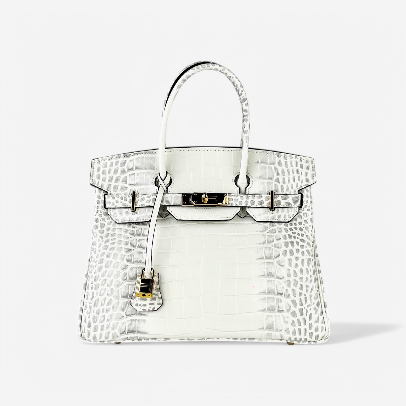 Mia in Pure Leather Croc Himalayan White, 30 cm