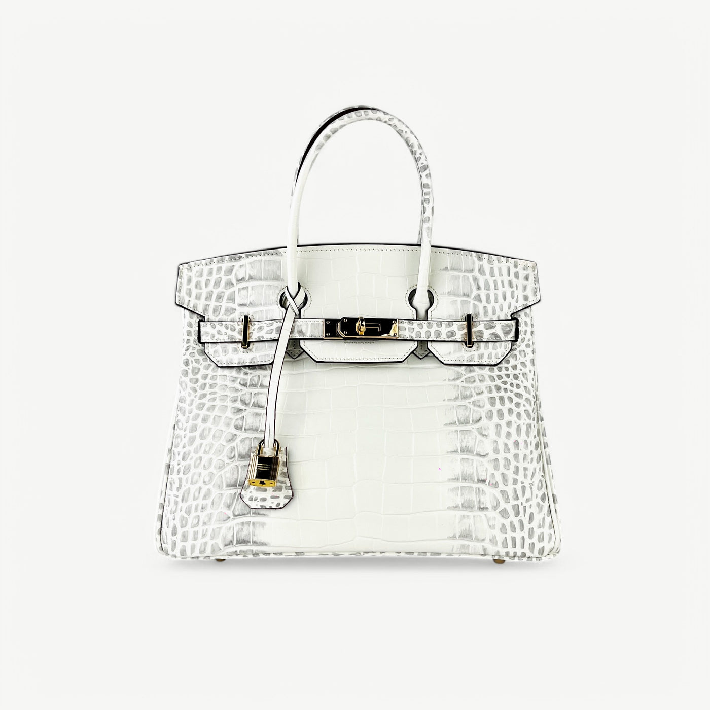 Mia in Pure Leather Croc Himalayan White, 30 cm