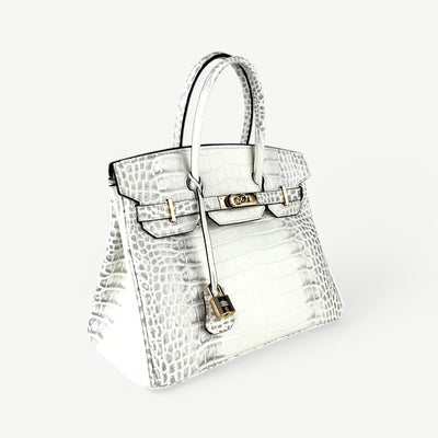 Mia in Pure Leather Croc Himalayan White, 30 cm