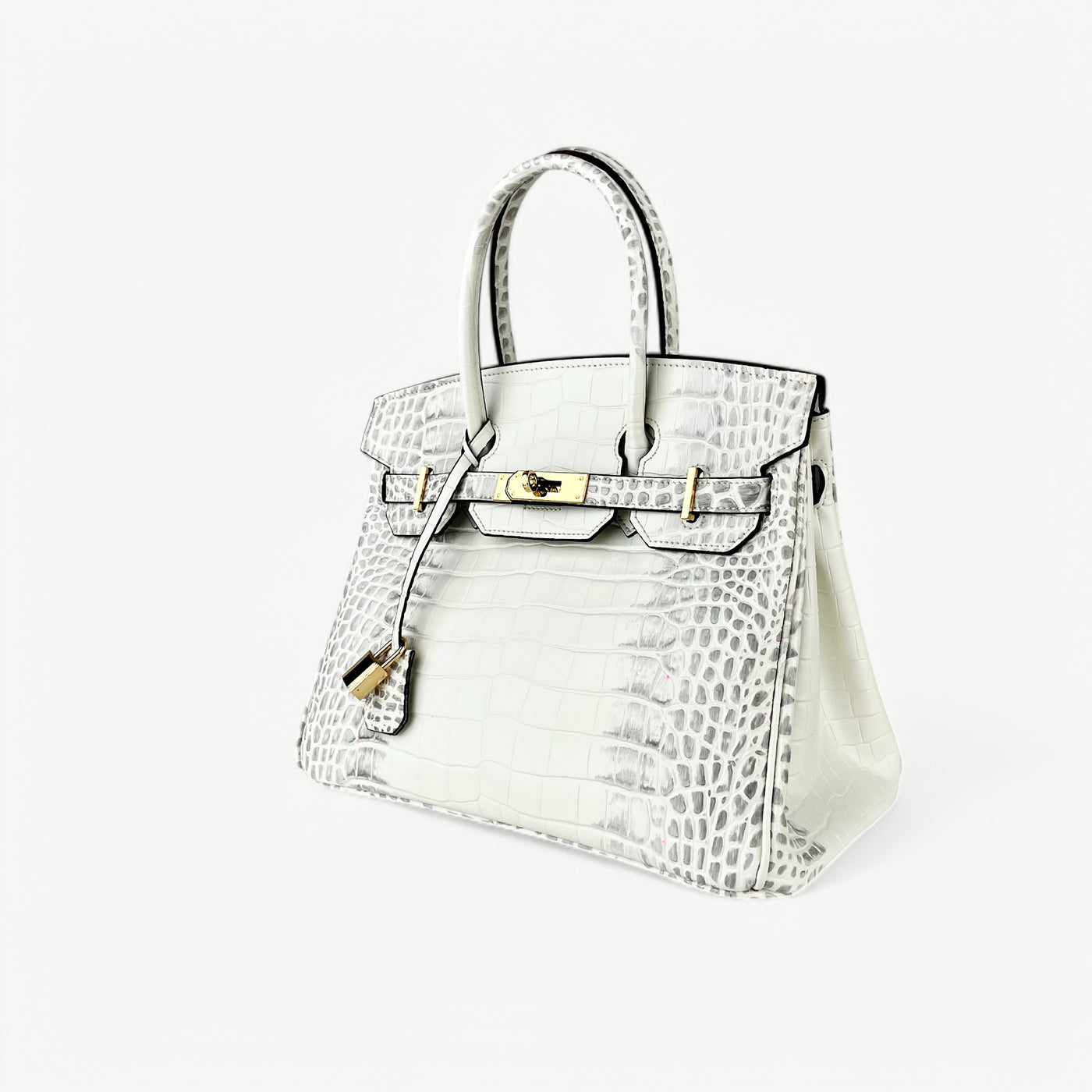 Mia in Pure Leather Croc Himalayan White, 30 cm