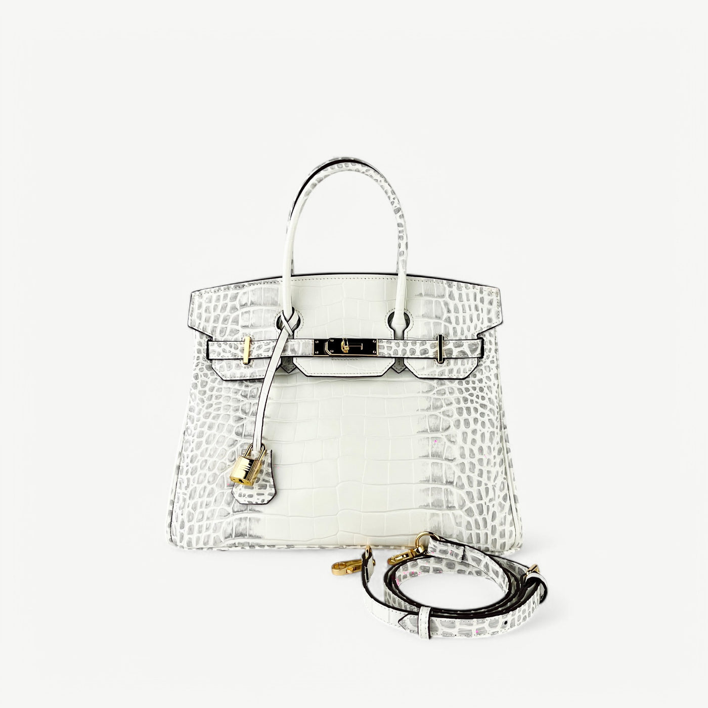 Mia in Pure Leather Croc Himalayan White, 30 cm