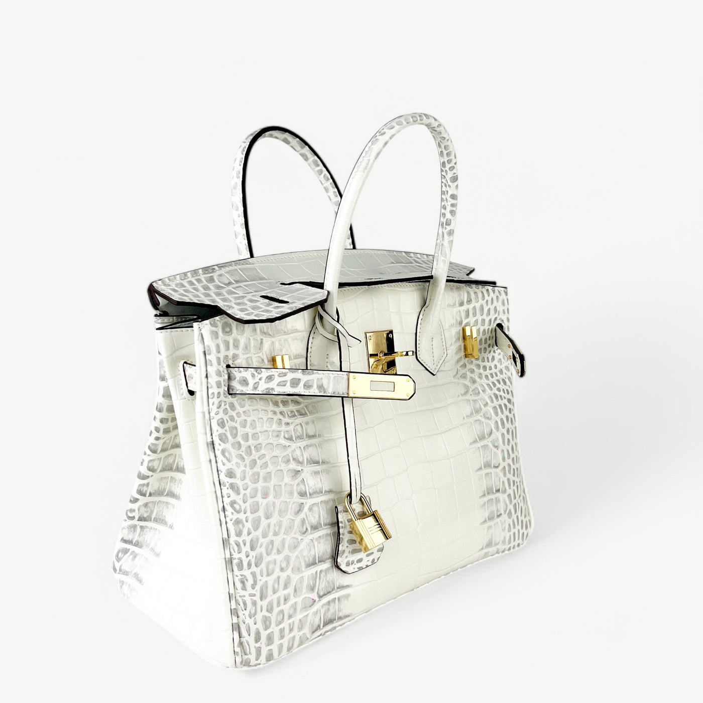 Mia in Pure Leather Croc Himalayan White, 30 cm