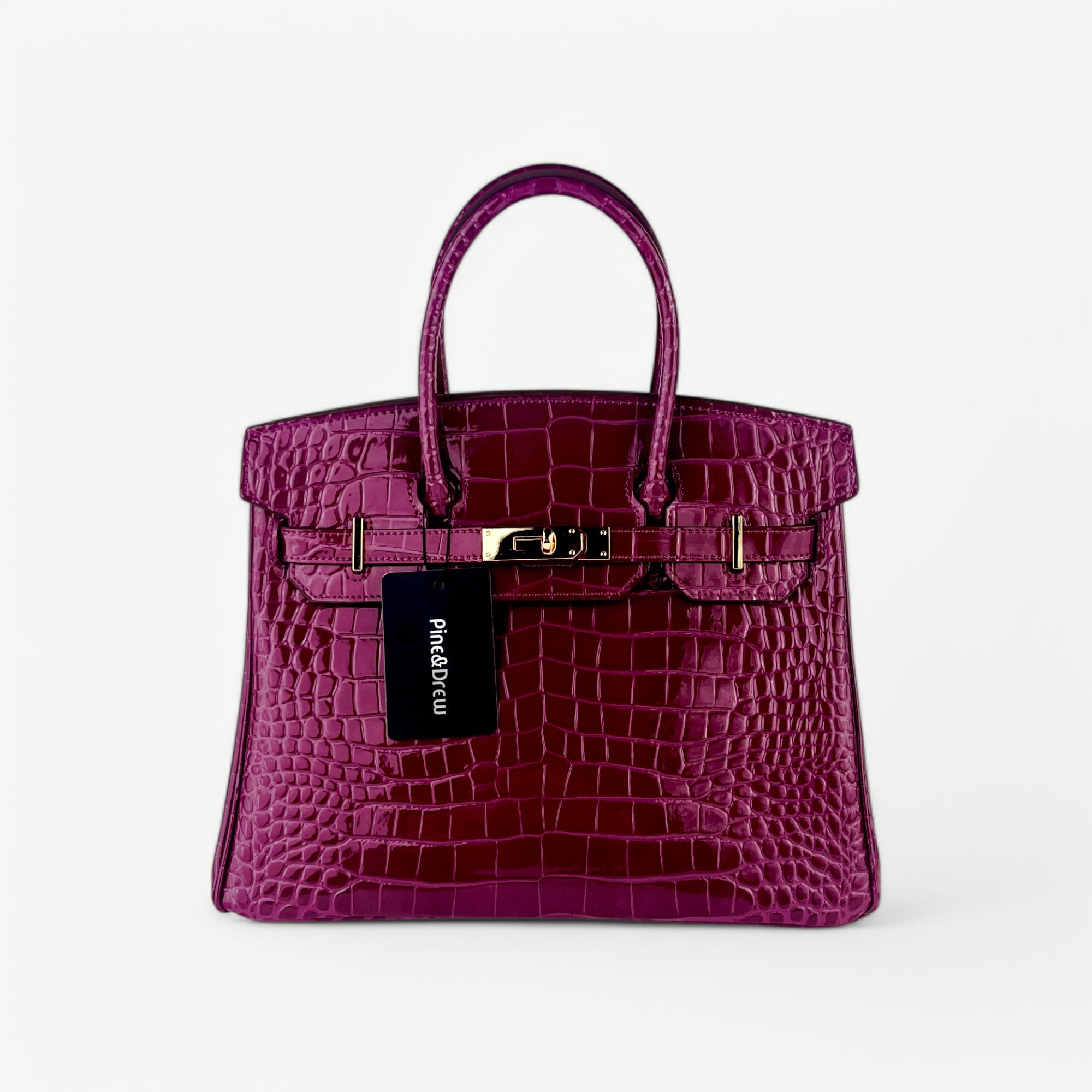 Mia in Pure Leather Croc rich Bordeaux, 30 cm