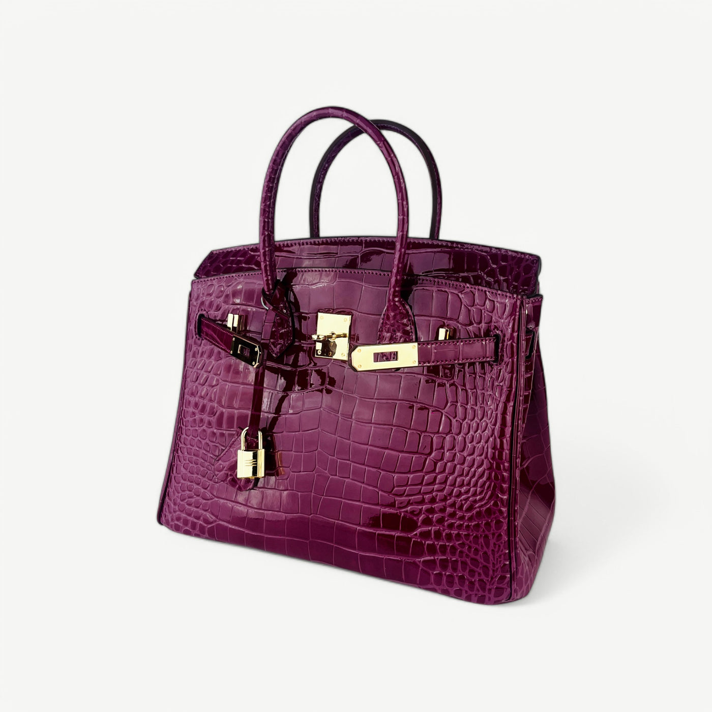 Mia in Pure Leather Croc rich Bordeaux, 30 cm