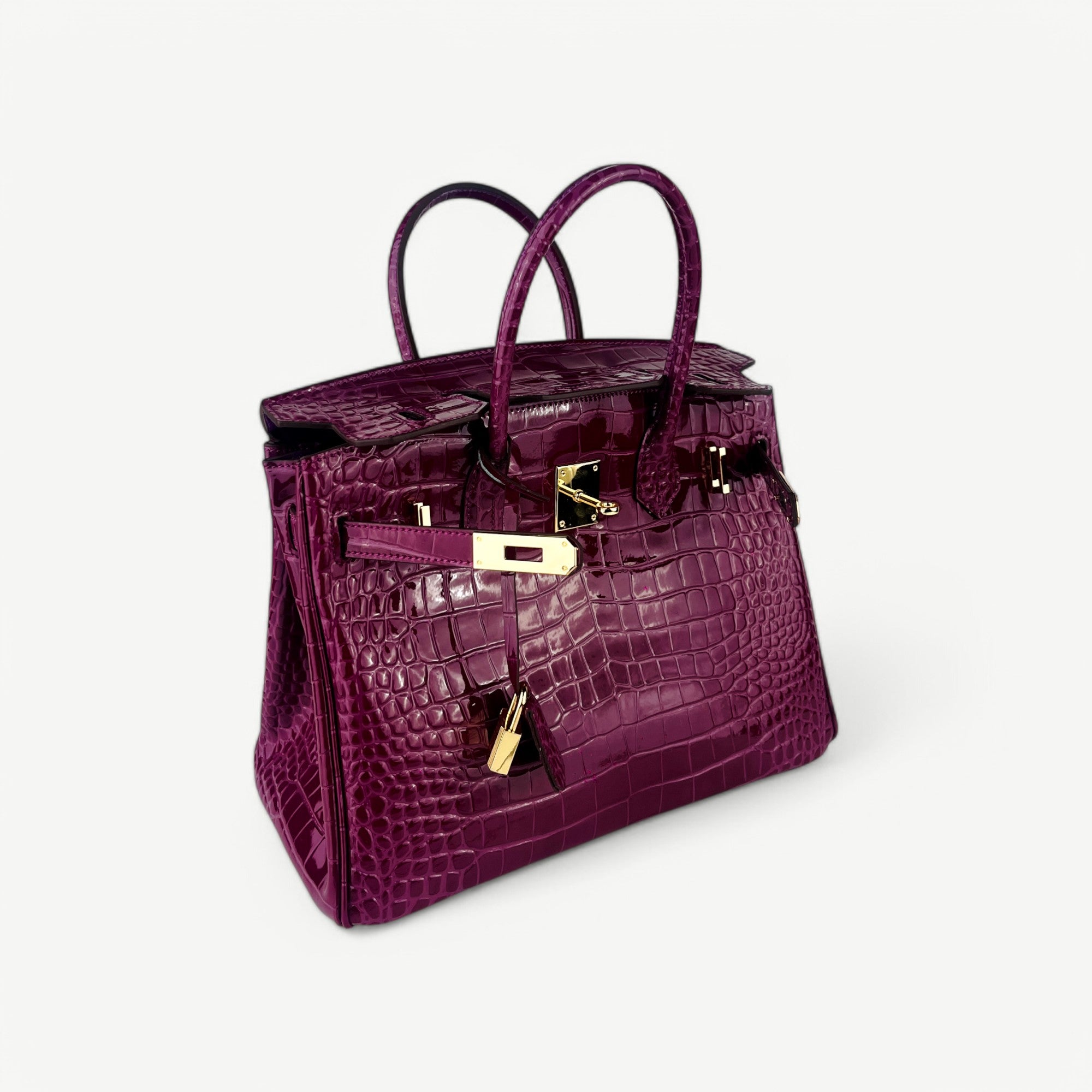 Mia in Pure Leather Croc rich Bordeaux, 30 cm