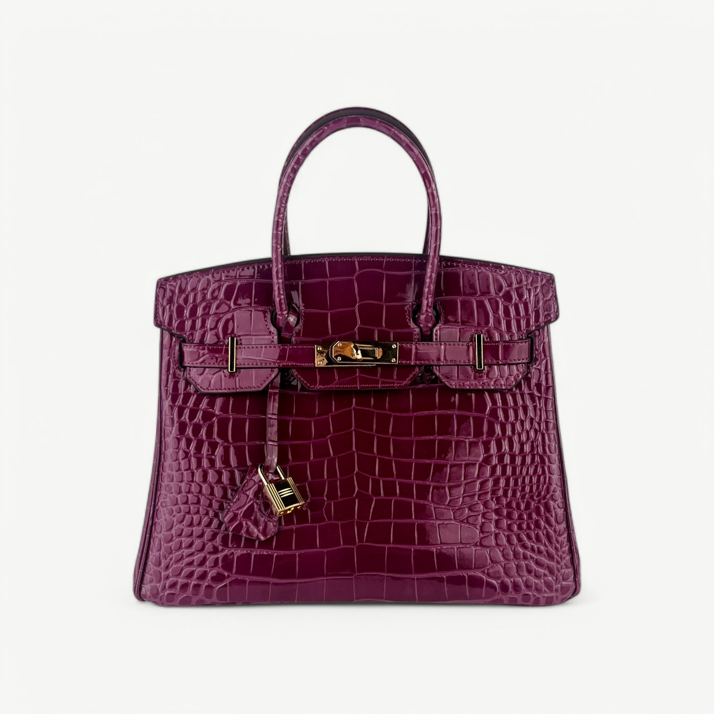 Mia in Pure Leather Croc rich Bordeaux, 30 cm