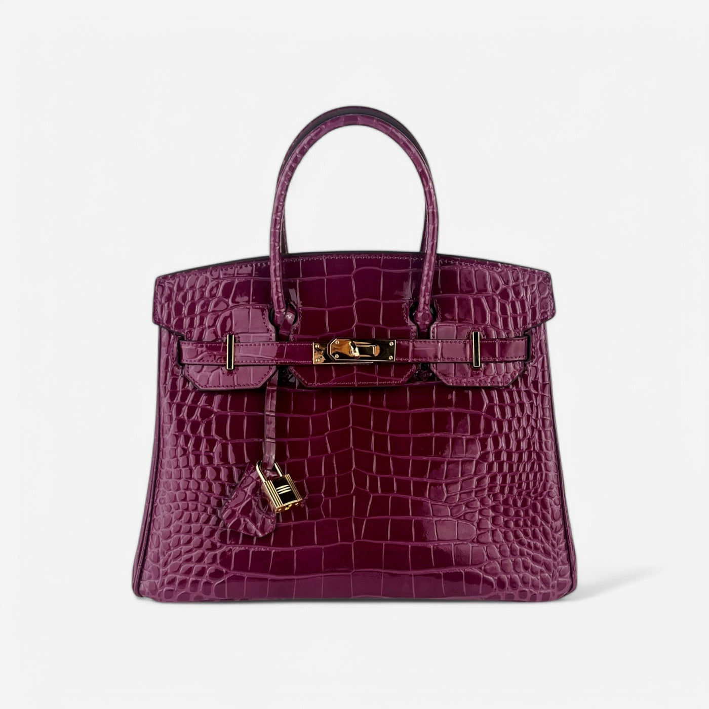 Mia in Pure Leather Croc rich Bordeaux, 30 cm