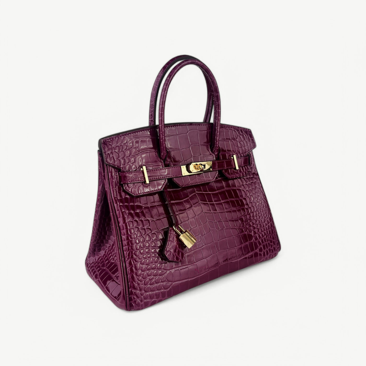 Mia in Pure Leather Croc rich Bordeaux, 30 cm