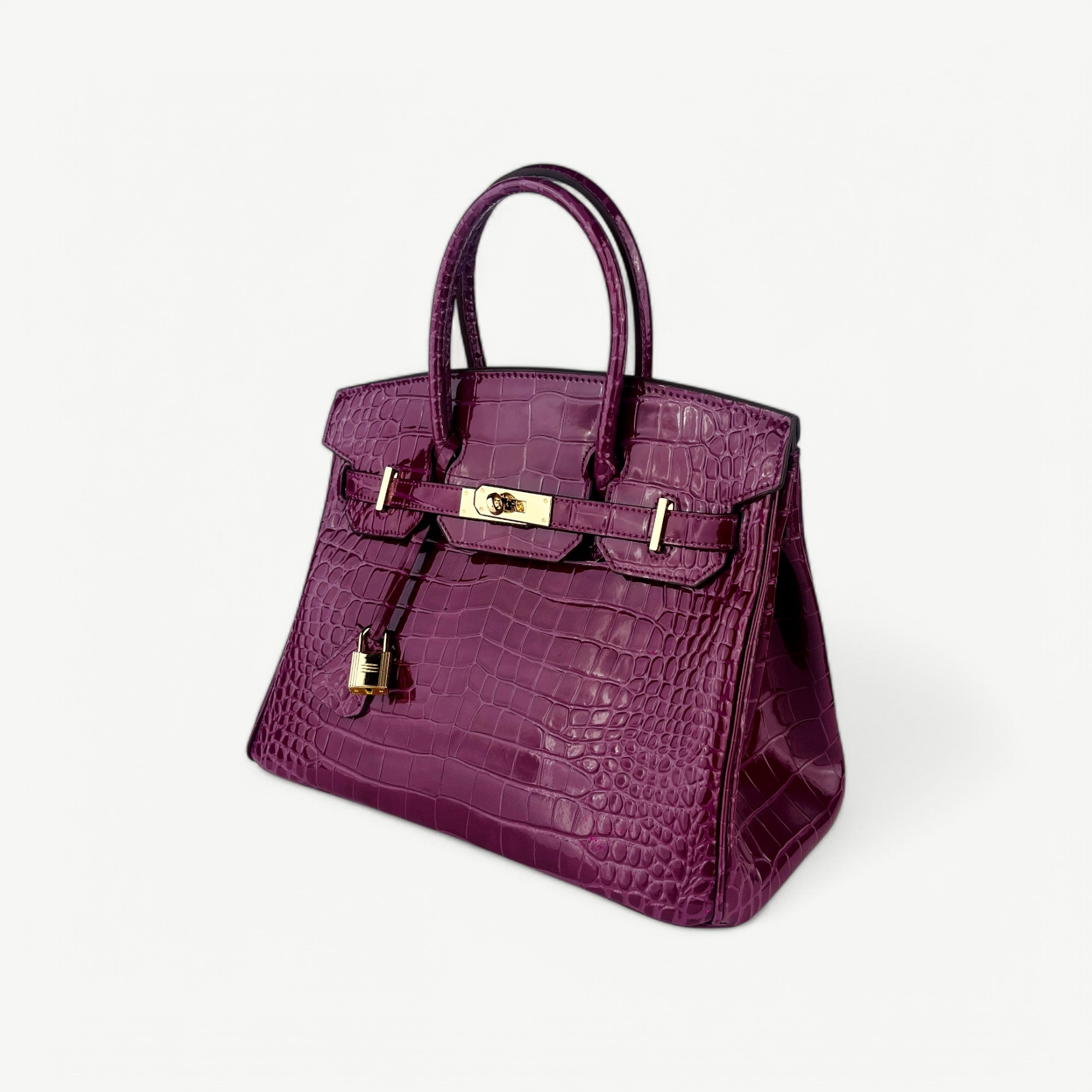 Mia in Pure Leather Croc rich Bordeaux, 30 cm