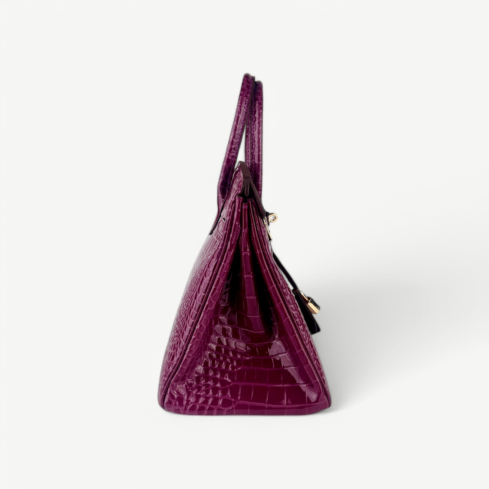 Mia in Pure Leather Croc rich Bordeaux, 30 cm