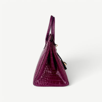 Mia in Pure Leather Croc rich Bordeaux, 30 cm