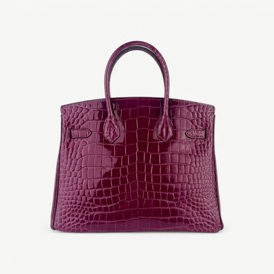 Mia in Pure Leather Croc rich Bordeaux, 30 cm