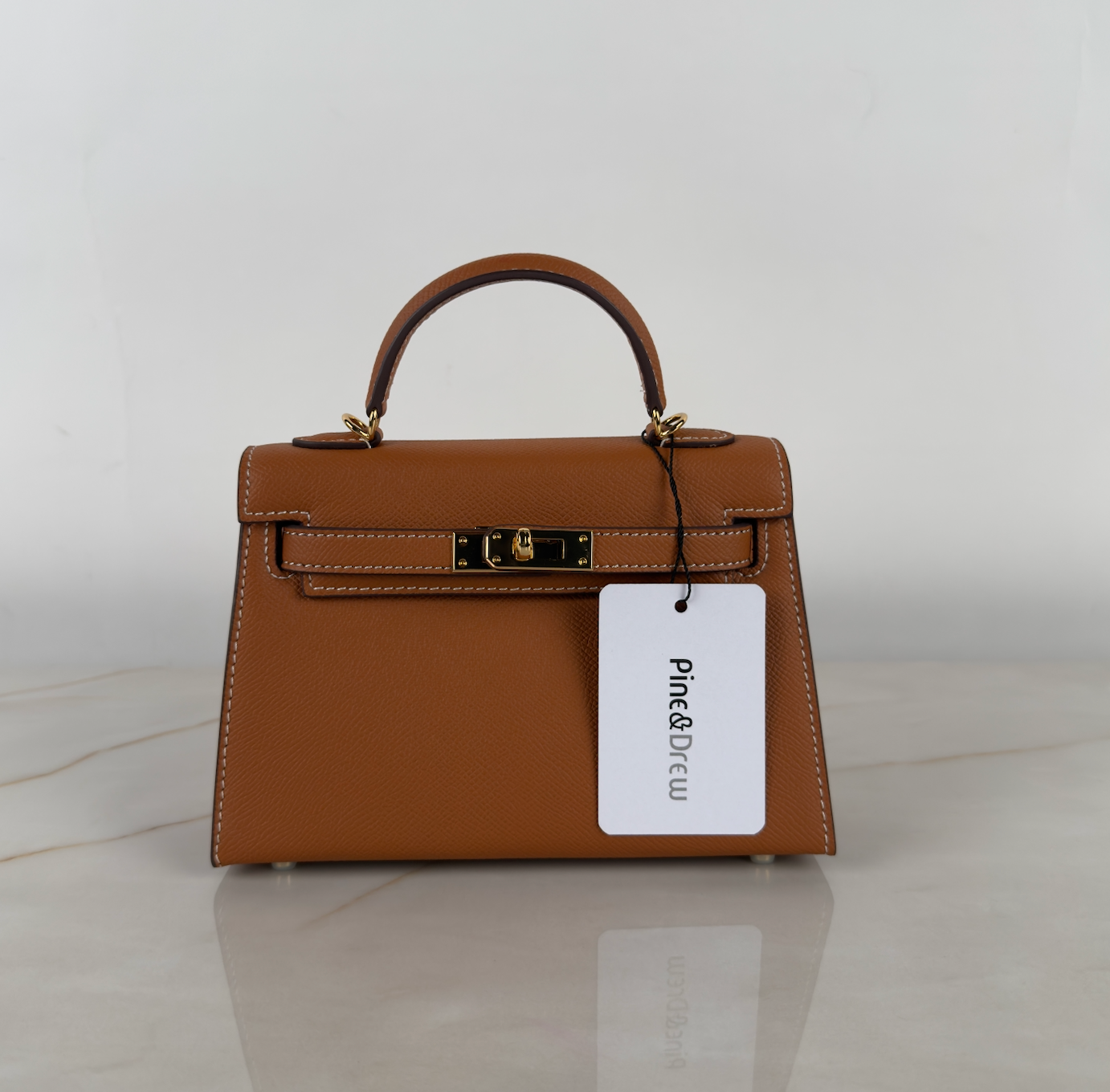 Delphine Tan Handbag in Pure leather