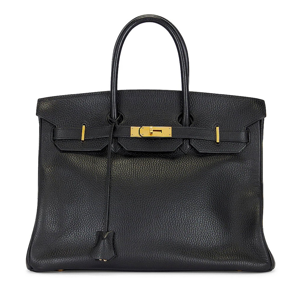 Mia Handbag 35 cm in Pure Leather with Gold Hardware